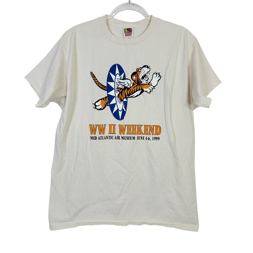 Vintage WWII Weekend Mid Atlantic War Museum 1999 Single Stitch Tee Beige XL